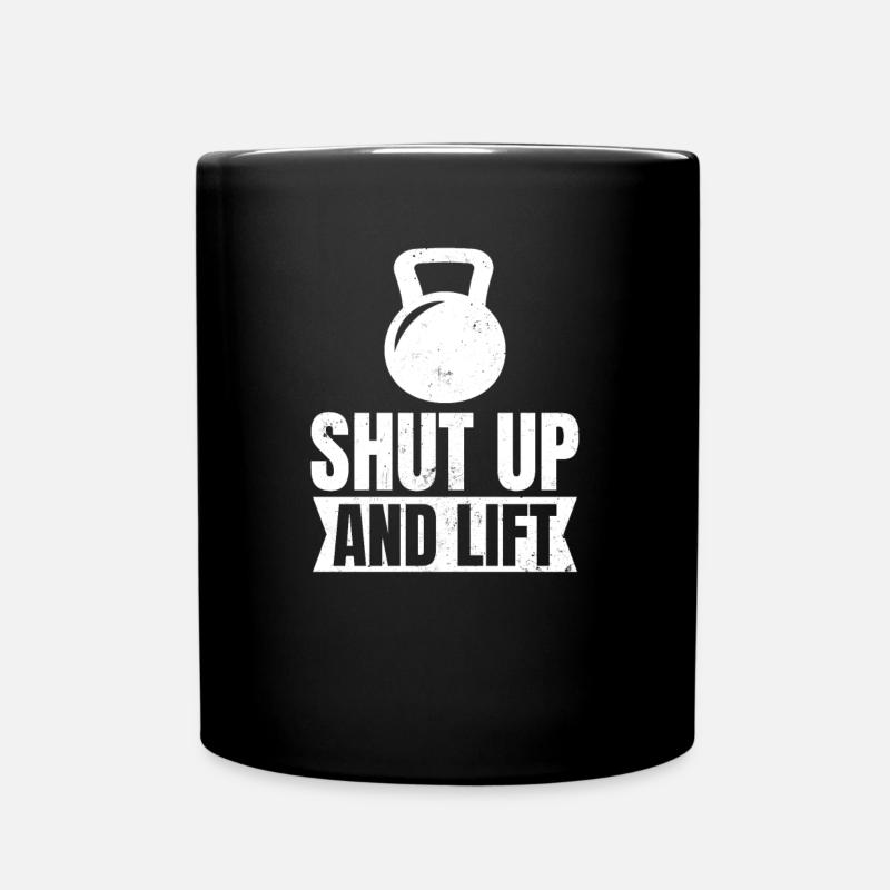 Kettlebell Shut Up And Lift Gift - Full Colour Mug - black