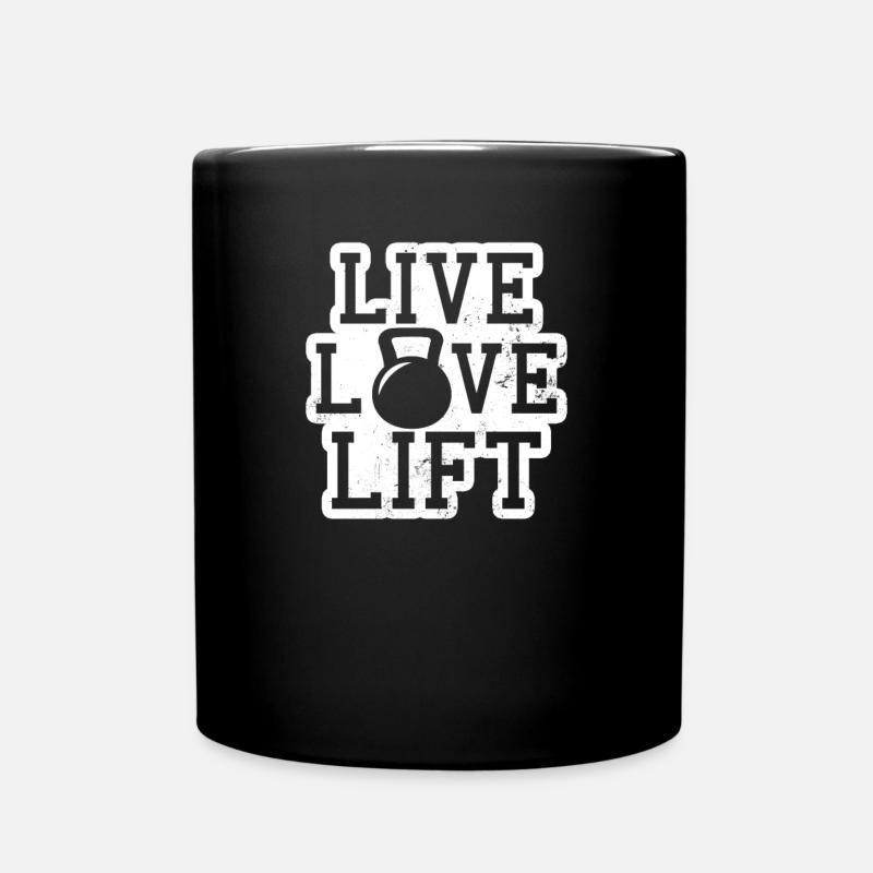 Kettlebell Live Love Lift Gift - Full Colour Mug - black