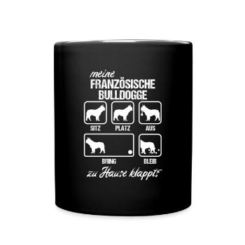 Französische Bulldogge Hund Hundefreund Geschenk - Tasse einfarbig - Schwarz - Vorne