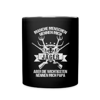 Beste Jäger Papa Werdender Vater - Tasse einfarbig - Schwarz - Vorne