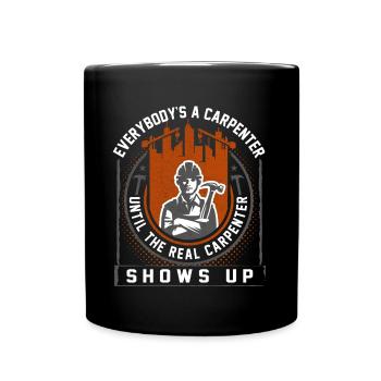 Le vrai charpentier montre un cadeau de menuisier - Mug uni - noir - Devant