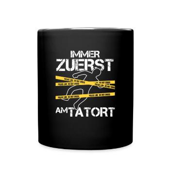 Polizist Tatort Polizei Polizistin Haft Geschenk - Tasse einfarbig - Schwarz - Vorne
