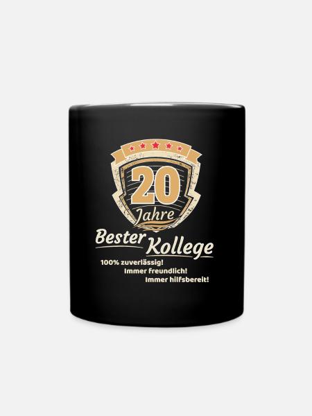 20 Jahre bester Kollege - Tasse einfarbig - Schwarz