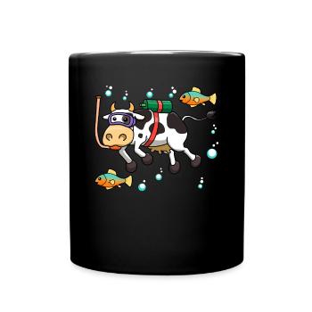 Vache bovins plongeur plongeur mer océan cadeau - Mug uni - noir - Devant