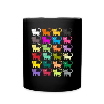 Cats pattern kitten pet tomcat gift - Full Colour Mug - black - Front