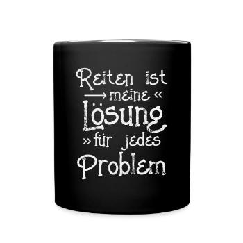 Reiten Reitsport Pferdesport Reiter Pferd Geschenk - Tasse einfarbig - Schwarz - Vorne