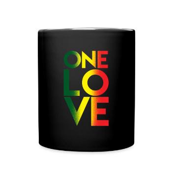 One Love Rasta Reggae Rastafari Music Lovers Gift - Full Colour Mug - black - Front
