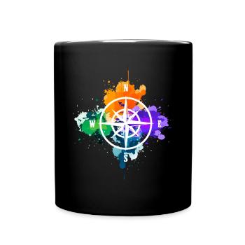 Compass signpost gift gift idea - Full Colour Mug - black - Front