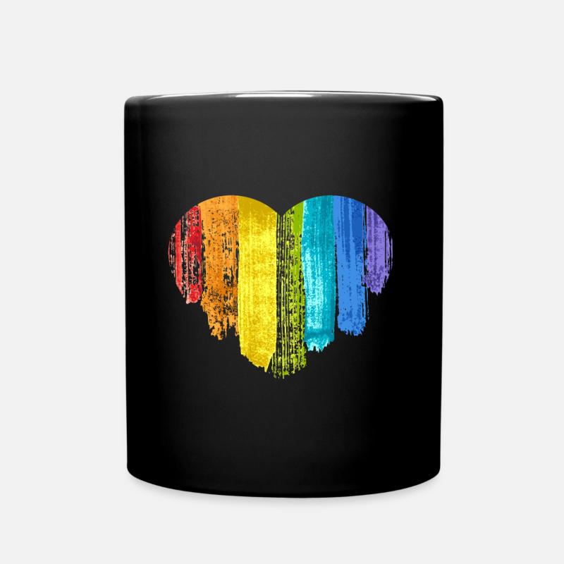 Regenbogen Herz Toleranz Regenbogenfahne - Tasse einfarbig - Schwarz