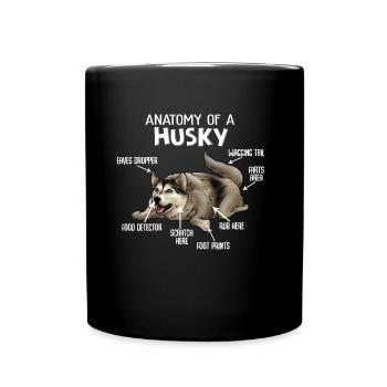 Anatomie d'un chien Husky - Mug uni - noir - Devant