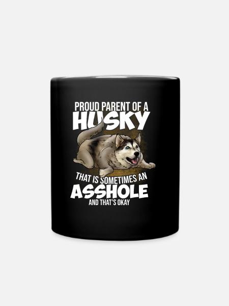 Fiers parents d'un chien husky - Mug uni - noir