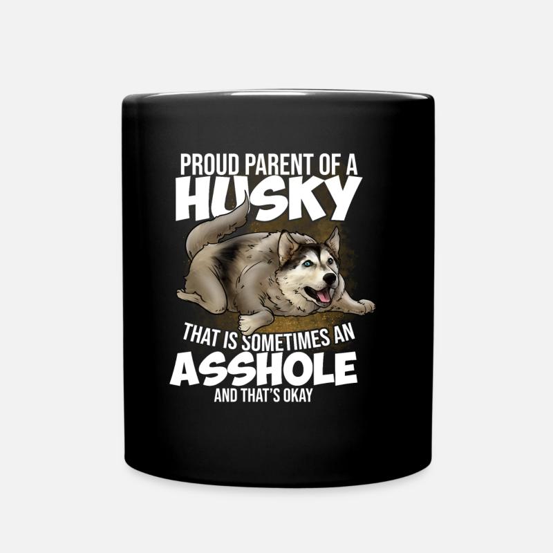 Stolze Eltern eines Husky Hund - Tasse einfarbig - Schwarz