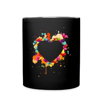 Colourfull heart little heart gift idea - Full Colour Mug - black - Front