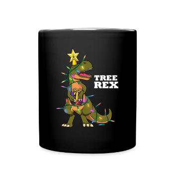 Christmas Tree Trex Dinosaur Dino Gift - Full Colour Mug - black - Front