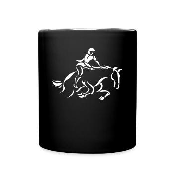 Pferde Pferd Reiten Reiter Reitsport Geschenk - Tasse einfarbig - Schwarz - Vorne