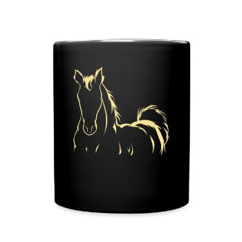 Horse drawing riding pony rider gift - Full Colour Mug - black - Front