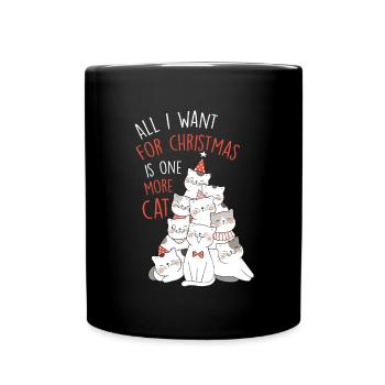 Weihnachten Katze Weihnachtsbaum Haustier Geschenk - Tasse einfarbig - Schwarz - Vorne