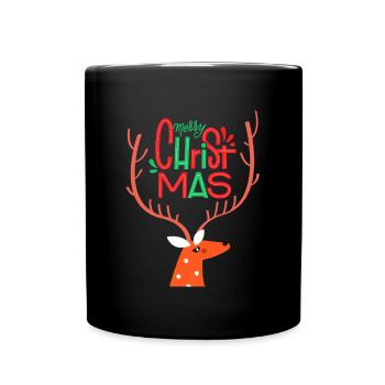 Merry Christmas Rentier Snow Weihnachten Geschenk - Tasse einfarbig - Schwarz - Vorne