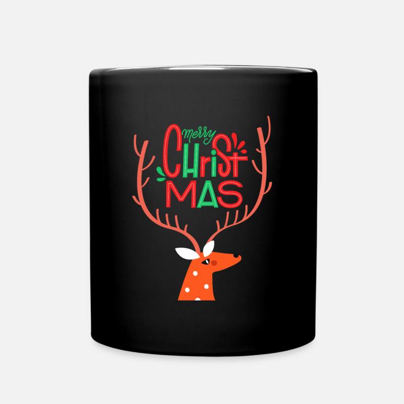 Merry Christmas Rentier Snow Weihnachten Geschenk - Tasse einfarbig - Schwarz