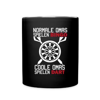 Darts, Oma Darten, cooler Spruch, lustige Omas - Tasse einfarbig - Schwarz - Vorne