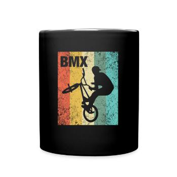 Vintage BMX bike stunt race gift - Full Colour Mug - black - Front