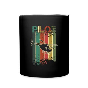 Chopper Helipad Aircraft Helicopter Gift Retro - Full Colour Mug - black - Front