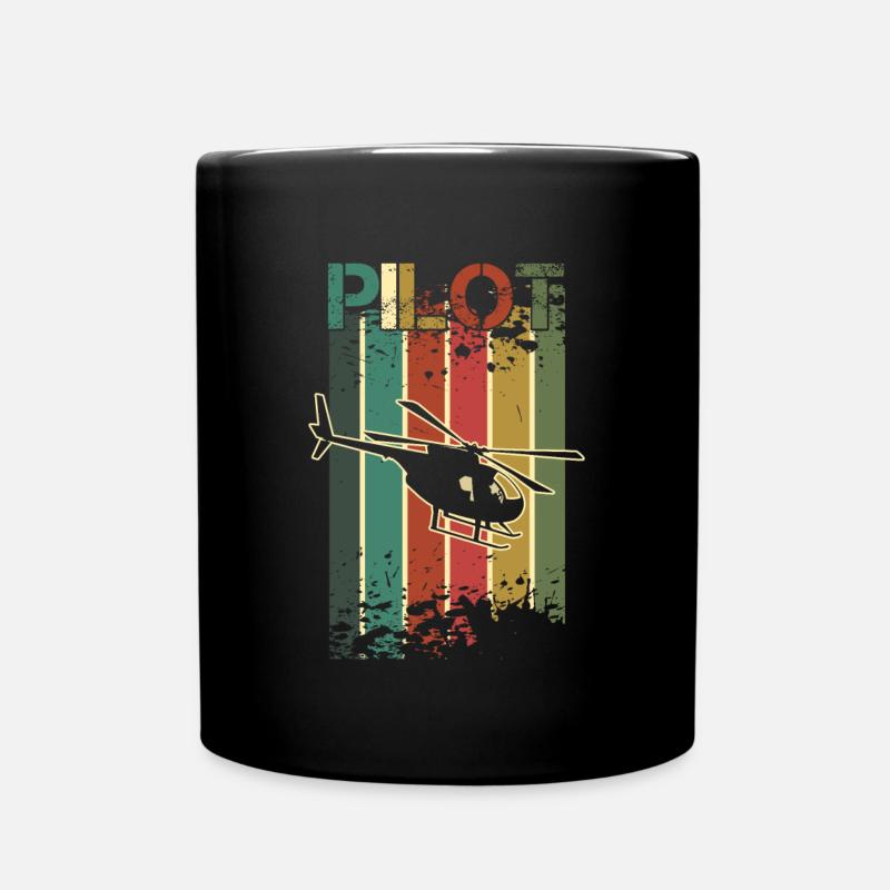 Hubschrauber Hubschrauberlandeplatz Flugzeug Hubschrauber Geschenk Retro - Tasse einfarbig - Schwarz