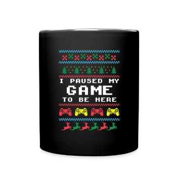 Paused My Game Weihnachten Familie Santa Geschenk - Tasse einfarbig - Schwarz - Vorne