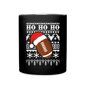 Football Weihnachtsoutfit Ugly Christmas - Tasse einfarbig - Schwarz - Vorne