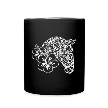 Pferde Mandala Geschenkidee für Pferdebesitzer - Tasse einfarbig - Schwarz - Vorne