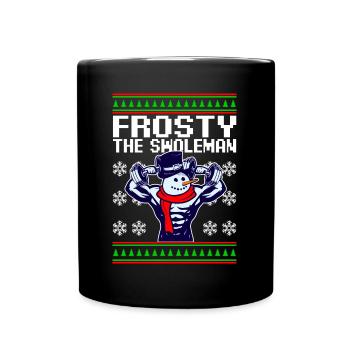 Fitness snowman bodybuilding christmas - Full Colour Mug - black - Front