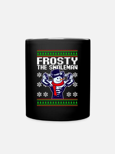 Fitness snowman bodybuilding christmas - Full Colour Mug - black