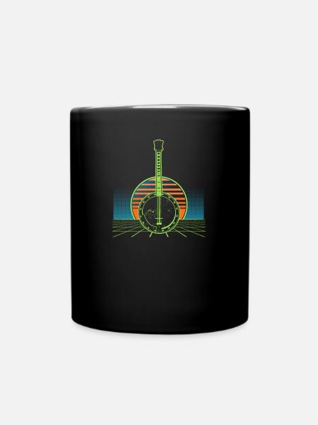 Vintage Banjo Vintage 80s Gift - Full Colour Mug - black