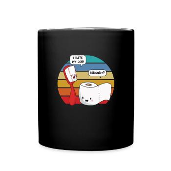Funny Toiletries Toothbrush And Tissue Puns Gift - Full Colour Mug - black - Front