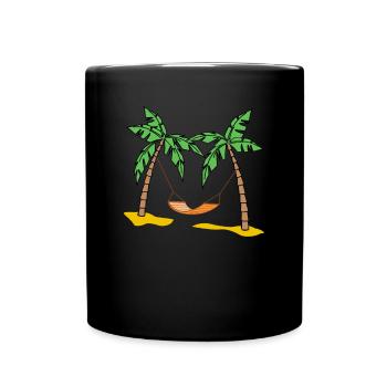 Palm trees sun beach vacation summer gift - Full Colour Mug - black - Front