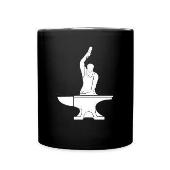 Blacksmith hammer anvil iron metal gift - Full Colour Mug - black - Front