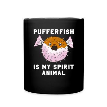 Puffer fish sea ocean coral reef gift - Full Colour Mug - black - Front