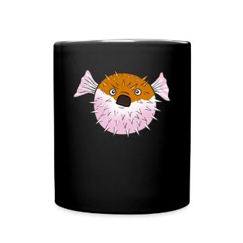 Puffer fish sea ocean coral reef gift - Full Colour Mug - black - Front