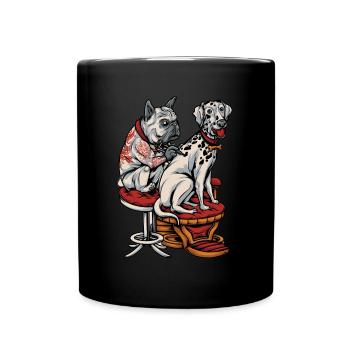 Französische Bulldogge Dalmatiner Tattoo - Tasse einfarbig - Schwarz - Vorne