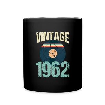 Retro Jahrgang 1962 58. Geburtstag Rekord Vinyl - Tasse einfarbig - Schwarz - Vorne