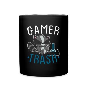 Gamer Trash Raccoon Funny Gamer Fan Gift - Full Colour Mug - black - Front