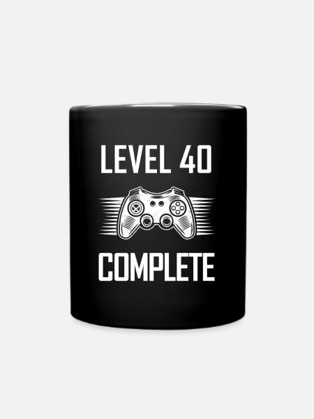 Level 40 Complete Retro Funny Gamer Birthday Gift - Full Colour Mug - black