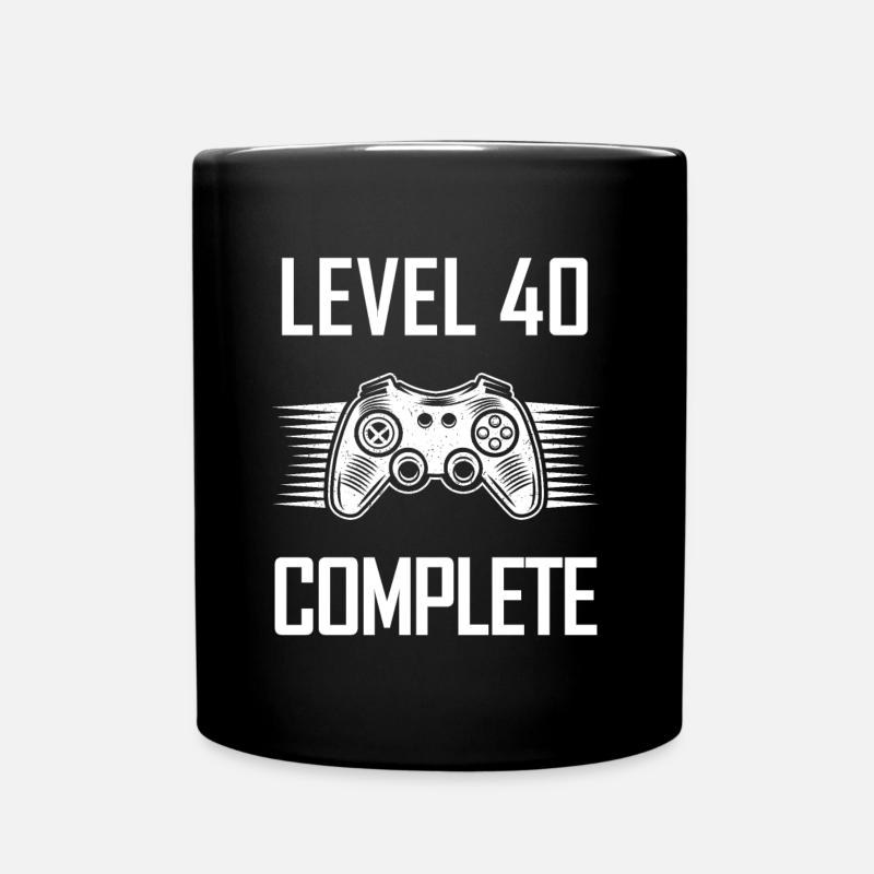 Level 40 Complete Retro Funny Gamer Birthday Gift - Full Colour Mug - black