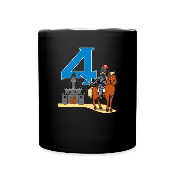 4th Birthday Medieval Knight Castle Warrior - Full Colour Mug - black - Front