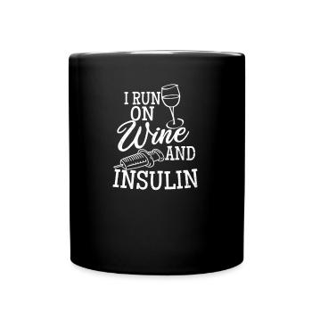 Cadeau maman et vin à l'insuline - Mug uni - noir - Devant