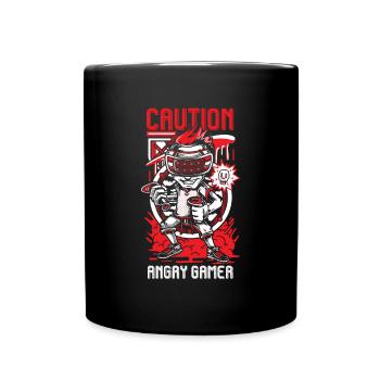 Caution joueur en colère cadeau de joueur de jeu vidéo - Mug uni - noir - Devant