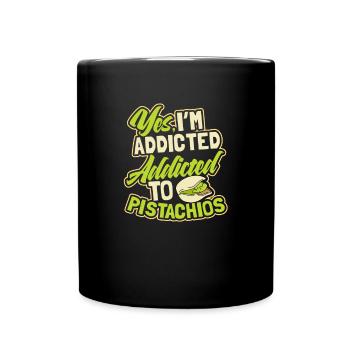 Pistache Oui je suis accro au cadeau - Mug uni - noir - Devant