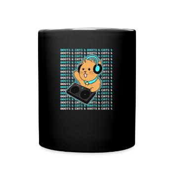 Cat DJ Boots And Cats Gift - Full Colour Mug - black - Front