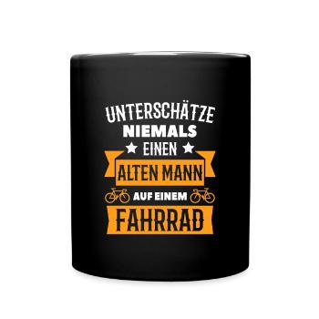 Old man bicycle cyclist - Full Colour Mug - black - Front