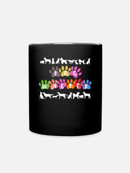Dog dog walk dog mom dog owner - Full Colour Mug - black